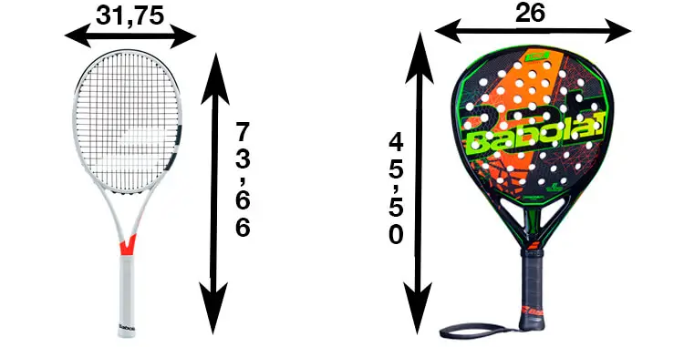 Tennis vs Padel Racket sizes